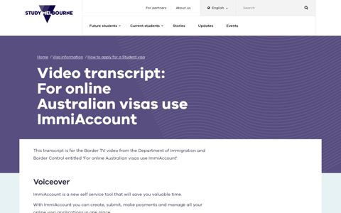 Video transcript: For online Australian visas use ImmiAccount ...