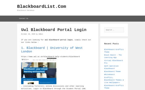 Uwl Blackboard Portal Login - BlackboardList.Com