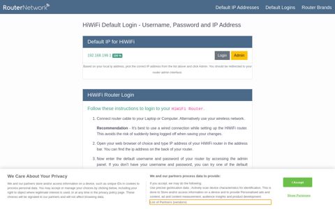 HiWiFi Default Router Login and Password - Router Network