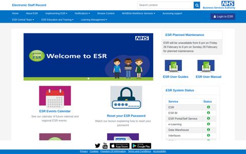 Home - ESR Hub - NHS Electronic Staff Record