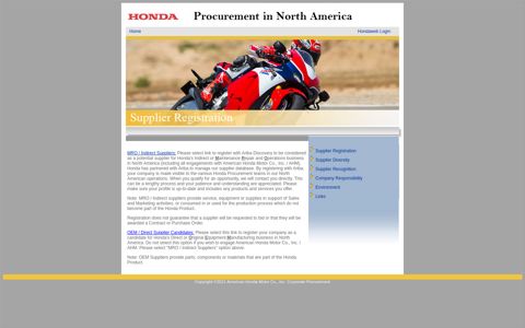 Supplier Registration - Honda North American Procurement ...