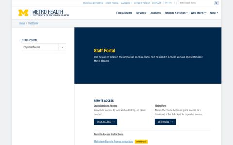 Staff Portal | Metro Health University of Michigan Health