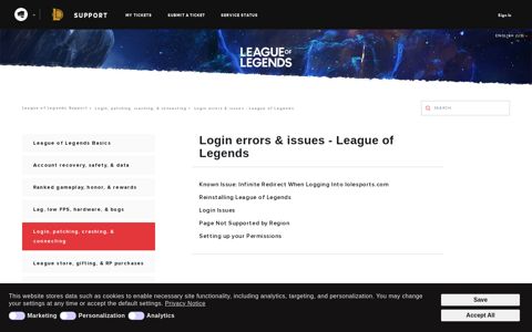 Login errors & issues - League of Legends – League of ...