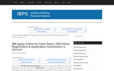 Sbi Clerk online Application guidelines - IBPS Recruitment 2020