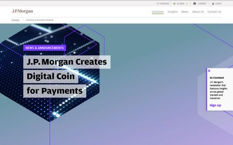 J.P. Morgan Creates Digital Coin for Payments