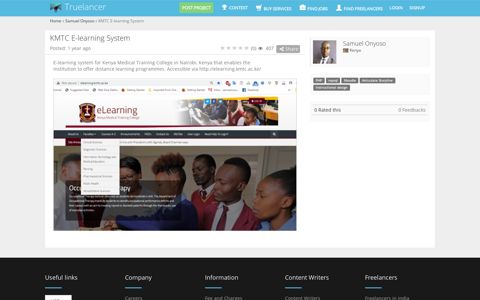 KMTC E-learning System Portfolio by Samuel | Truelancer