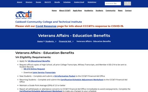 CCC&TI Veteran Affairs – Guide to Education Benefits for ...