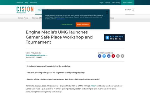 Engine Media's UMG launches Gamer Safe Place Workshop ...