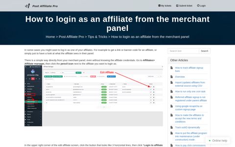 How to login as an affiliate from the merchant panel