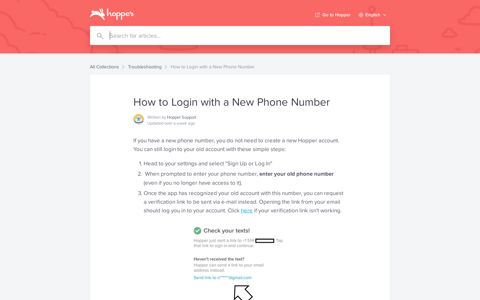 How to Login with a New Phone Number | Hopper Support