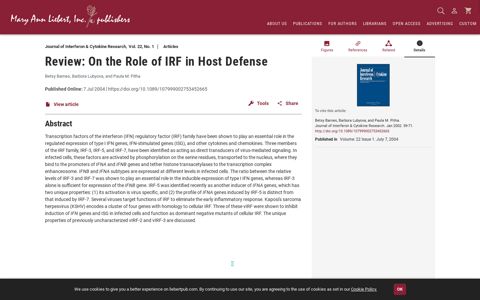 Review: On the Role of IRF in Host Defense | Journal of ...