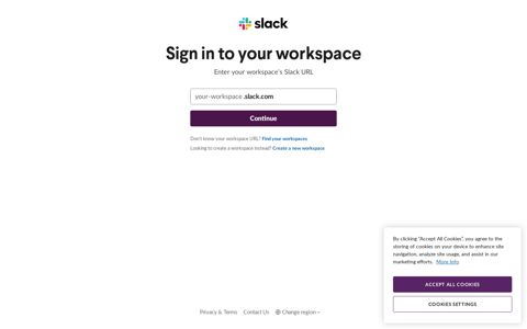 Enter your workspace's Slack URL - Sign in | Slack