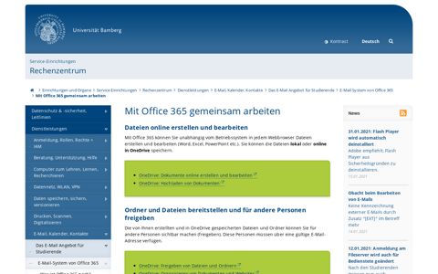 Mit Office 365 gemeinsam arbeiten - Uni Bamberg