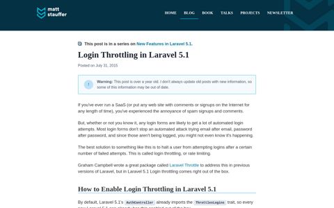 Login Throttling in Laravel 5.1 | MattStauffer.com