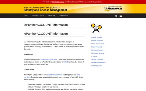 ePantherACCOUNT Information | Identity and Access ...