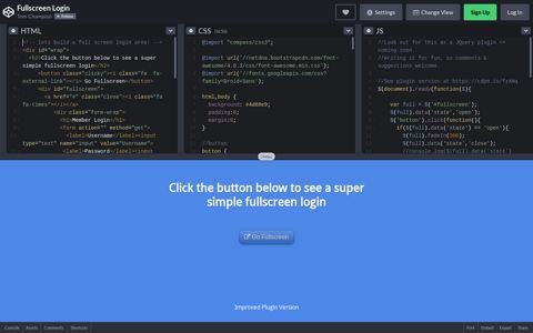 Fullscreen Login - CodePen
