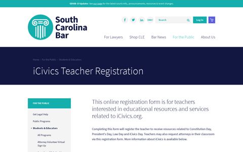 iCivics Teacher Registration | South Carolina Bar