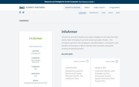 Companies | InfoArmor - Summit Partners