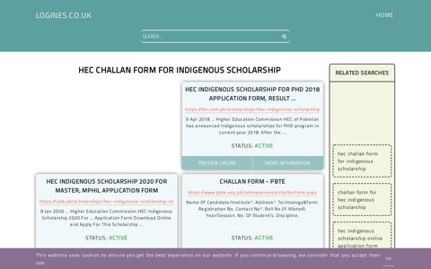 hec challan form for indigenous scholarship - General Information ...