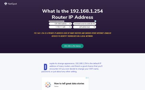 The 192.168.1.254 Router IP Address and Routers Using It