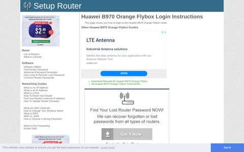 How to Login to the Huawei B970 Orange Flybox - SetupRouter