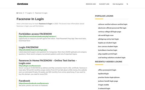 Facenow In Login ❤️ One Click Access - iLoveLogin