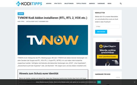 TVNOW Kodi Addon installieren (RTL, RTL 2, VOX etc.) – Kodi ...