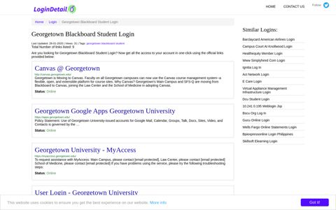 Georgetown Blackboard Student Login Canvas @ Georgetown - http ...