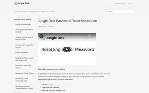 Jungle Disk Password Reset Assistance – Jungle Disk Support