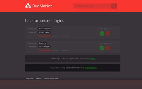 hackforums.net logins - BugMeNot