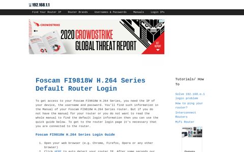 Foscam FI9818W H.264 Series - Default login IP, default ...
