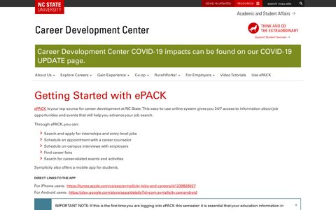 Getting Started with ePACK | Career Development Center