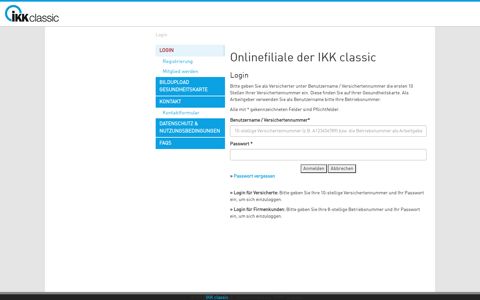 Onlinefiliale der IKK classic