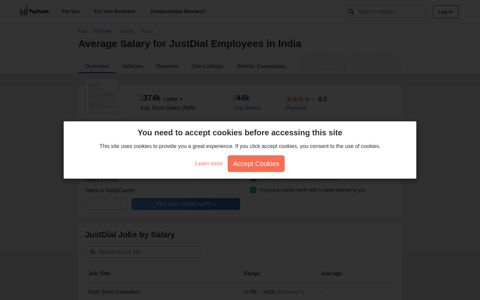 Average Salary for JustDial Employees in India - PayScale