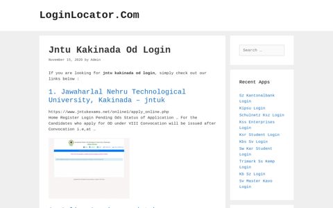 Jntu Kakinada Od Login - LoginLocator.Com
