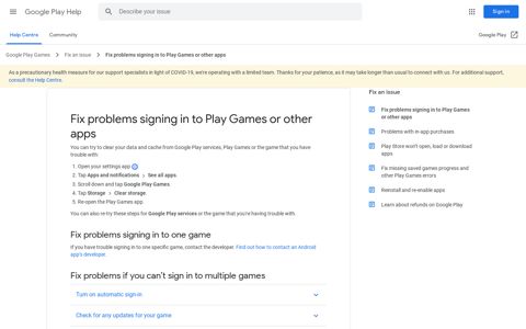 Fix problems signing in to Play Games or other apps - Google ...