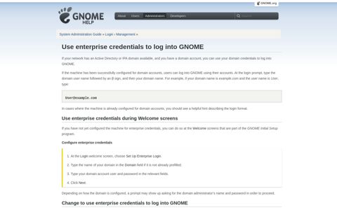 Use enterprise credentials to log into GNOME