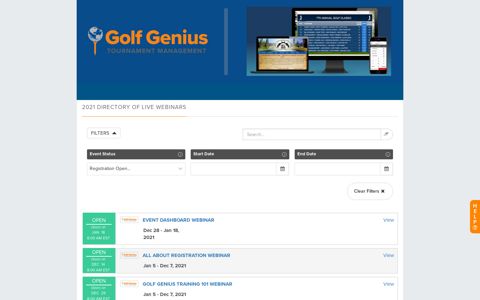 Golf Genius Webinars Event Portal :: - Golf Genius Software