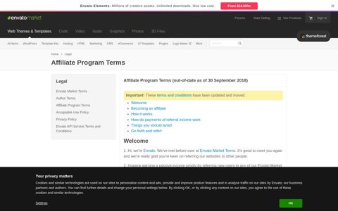 Affiliate Program Terms | ThemeForest