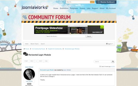 Horizontal Login Module - Community Forum - JoomlaWorks