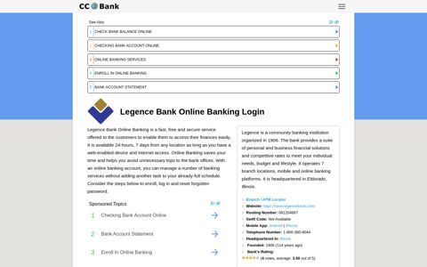 Legence Bank Online Banking Login - CC Bank