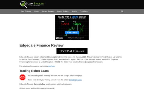 Scam Broker Investigator • Edgedale Finance Review