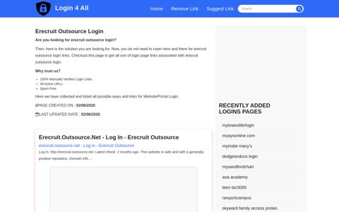 erecruit outsource login - Official Login Page [100% Verified]
