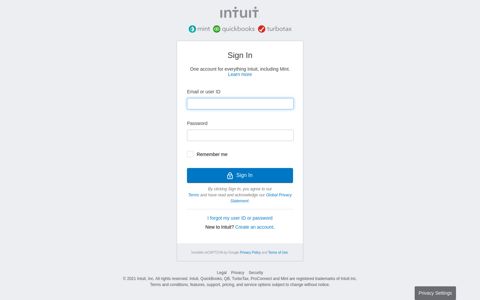 One account for everything Intuit, including Mint. - Intuit Accounts