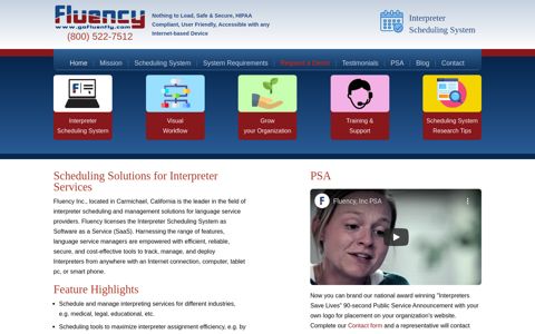 Fluency, Inc.: Interpreter scheduling and management system