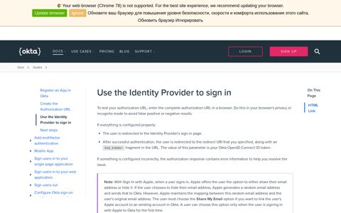Use the Identity Provider to sign in | Okta Developer