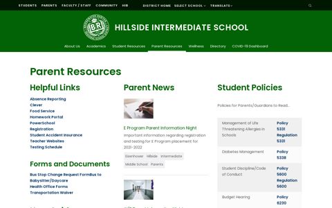 Parent Resources - Hillside Intermediate School