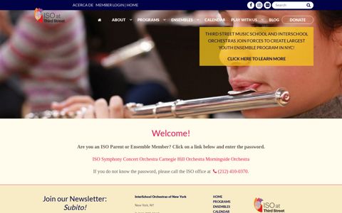 Member Login - InterSchool Orchestras of New York