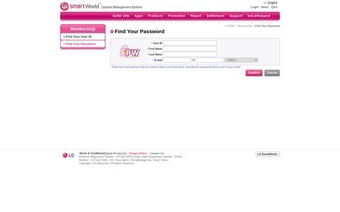 Find Your Password - LG SmartWorld Content Management ...