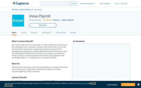 Inova Payroll Reviews and Pricing - 2020 - Capterra